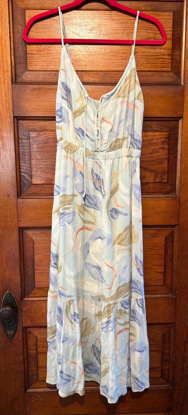 Abercrombie & Fitch Floral Leaf Print Tiered Midi Dress, Size SP